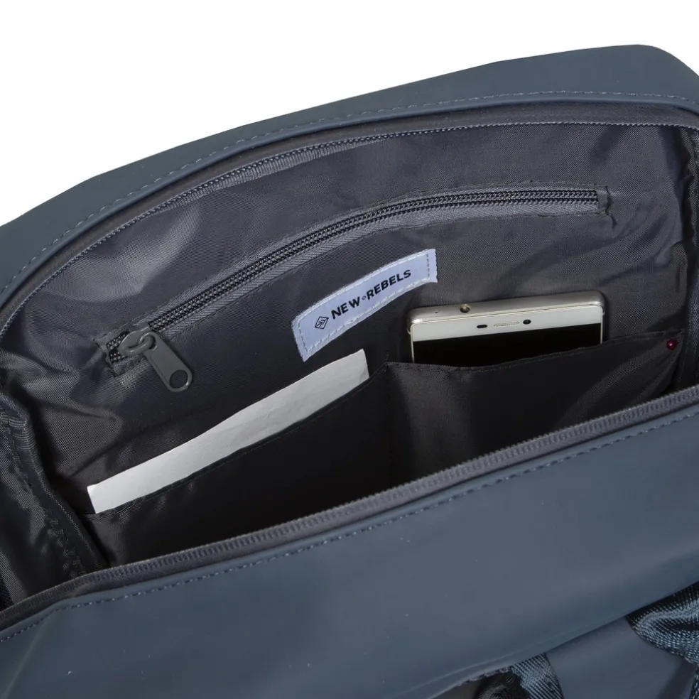New Rebels Miami Rugzak 9L Waterafstotende Laptop Rugtas 13 inch Schooltas en Werktas van PU Comfortabel Navy