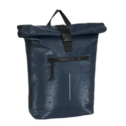 New Rebels New York Droplets Rolltop Rugtas Navy Blauw Waterafstotend 21 Liter Laptopvak