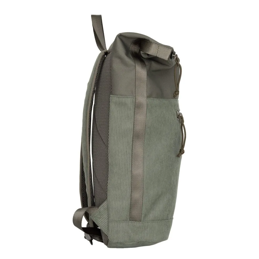 New Rebels New York Ribbi Rolltop Rugzak 17-21L Schooltas & Werktas Ribstof Laptop Rugtas 15.6 inch Sage Green