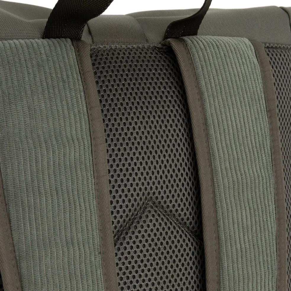 New Rebels New York Ribbi Rolltop Rugzak 17-21L Schooltas & Werktas Ribstof Laptop Rugtas 15.6 inch Sage Green