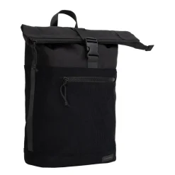 New Rebels New York Ribbi Rolltop Rugzak 17-21L Schooltas & Werktas Ribstof Laptop Rugtas 15.6 inch Zwart