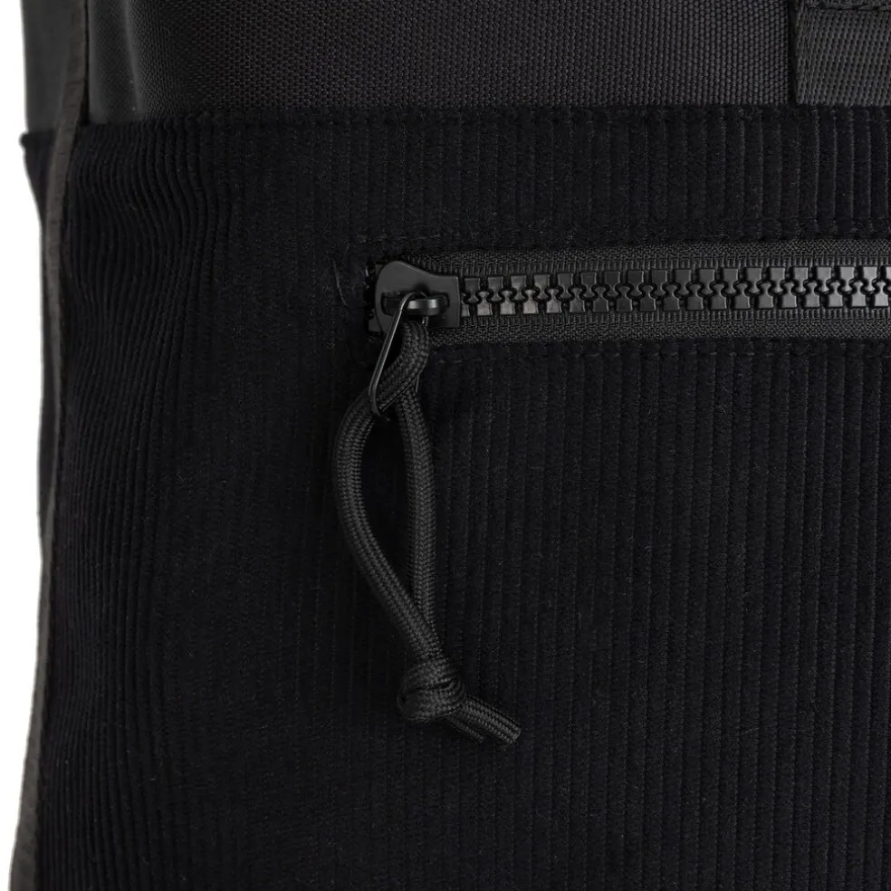 New Rebels New York Ribbi Rolltop Rugzak 17-21L Schooltas & Werktas Ribstof Laptop Rugtas 15.6 inch Zwart