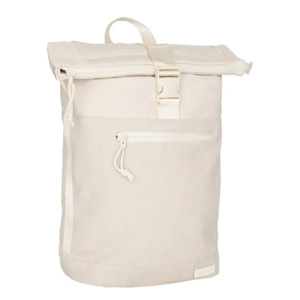 New Rebels New York Ribbi Rolltop Rugzak 17-21L Schooltas & Werktas Ribstof Laptop Rugtas 15.6 inch Beige