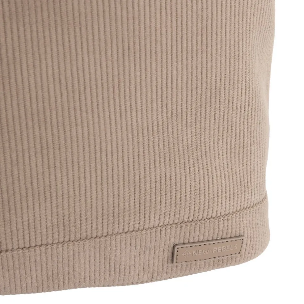 New Rebels New York Ribbi Rolltop Rugzak 17-21L Schooltas & Werktas Ribstof Laptop Rugtas 15.6 inch Taupe
