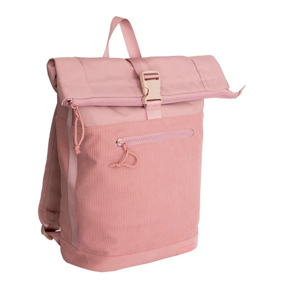 New Rebels New York Ribbi Rolltop Rugzak 17-21L Schooltas & Werktas Ribstof Laptop Rugtas 15.6 inch Old Pink