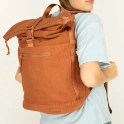 New Rebels New York Ribbi Rolltop Rugzak 17-21L Schooltas & Werktas Ribstof Laptop Rugtas 15.6 inch coffee bruin