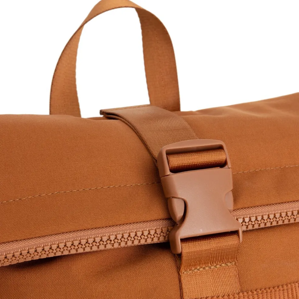 New Rebels New York Ribbi Rolltop Rugzak 17-21L Schooltas & Werktas Ribstof Laptop Rugtas 15.6 inch coffee bruin