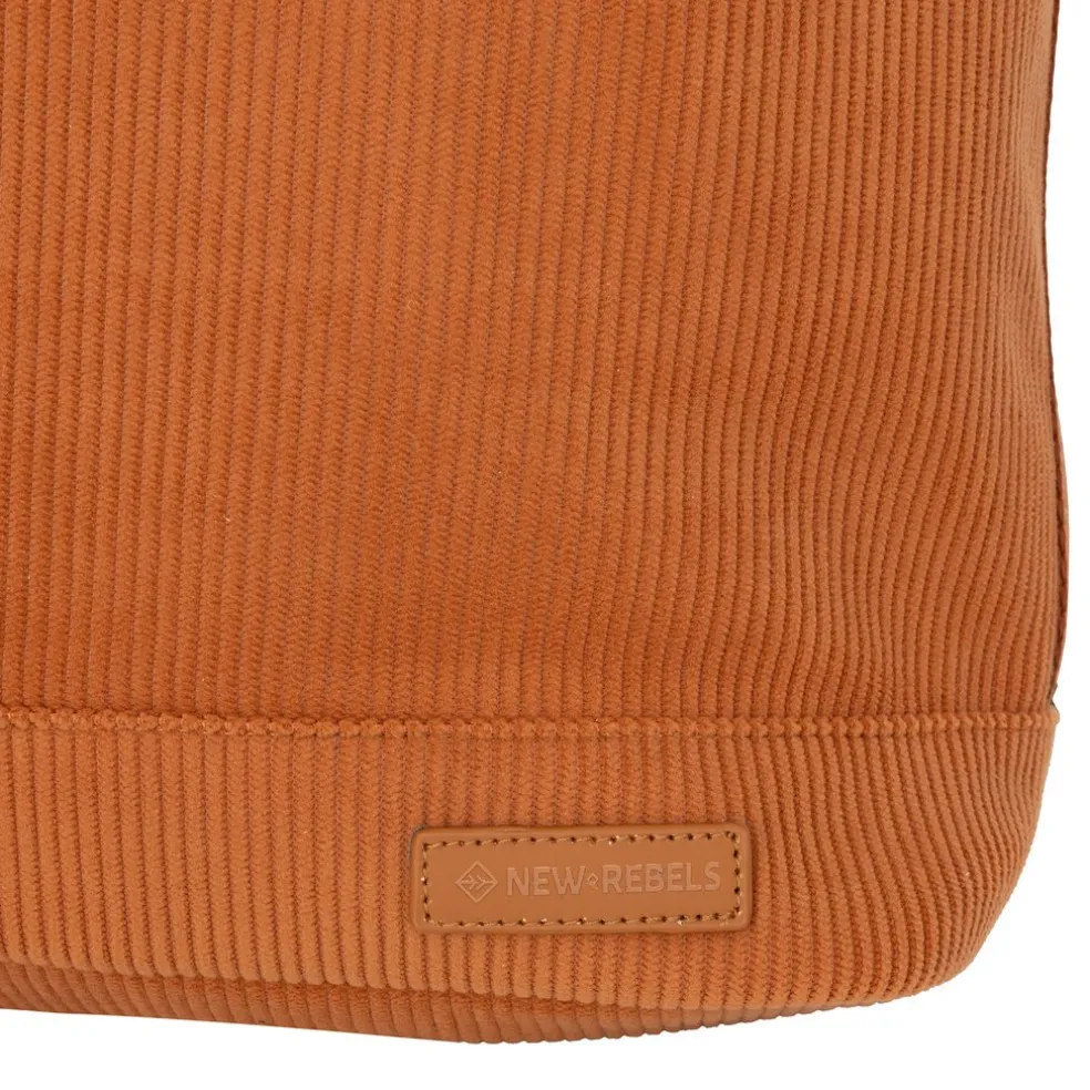 New Rebels New York Ribbi Rolltop Rugzak 17-21L Schooltas & Werktas Ribstof Laptop Rugtas 15.6 inch coffee bruin