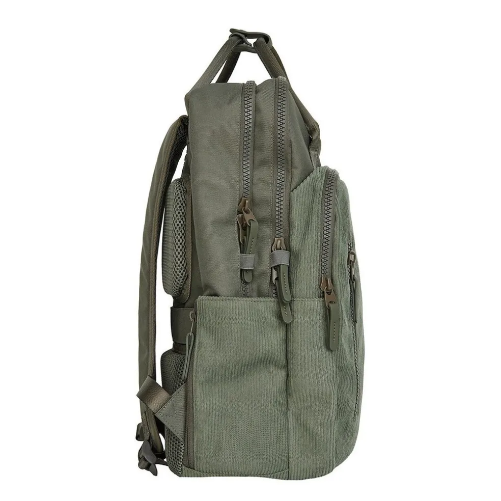 New Rebels Ribbi Milwaukee – Laptoptas Schooltas Werktas 15.6 inch Laptopvak Rugzak Rib Fabric 18L Sage Green