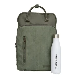 New Rebels Ribbi Milwaukee – Laptoptas Schooltas Werktas 15.6 inch Laptopvak Rugzak Rib Fabric 18L Sage Green