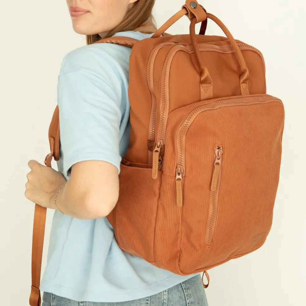 New Rebels Ribbi Milwaukee – Laptoptas Schooltas Werktas 15.6 inch Laptopvak Rugzak Rib Fabric 18L Coffee Brown
