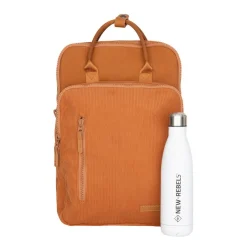New Rebels Ribbi Milwaukee – Laptoptas Schooltas Werktas 15.6 inch Laptopvak Rugzak Rib Fabric 18L Coffee Brown