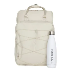New Rebels Trondheim Rugzak – Laptop Rugtas 15,6 inch – Schooltas & Werktas – Waterafstotend – 18L – Nylon/PU – Beige