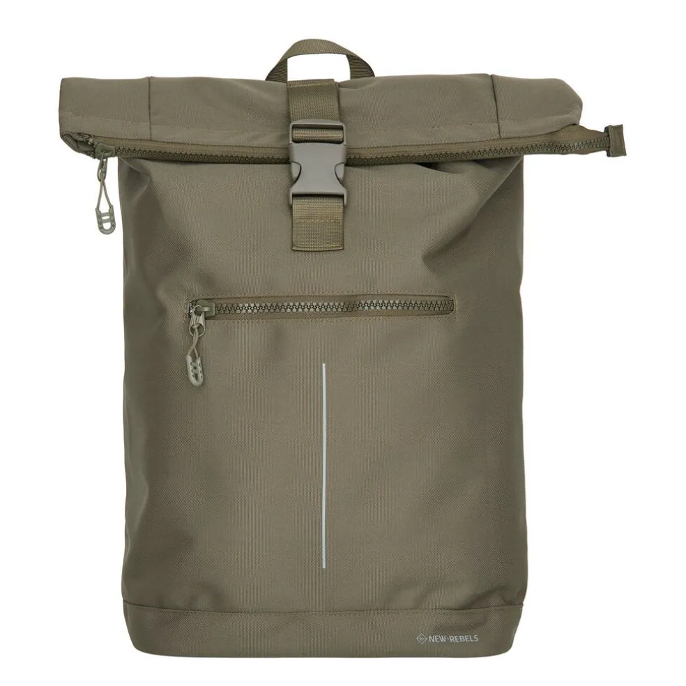 New Rebels Valor New York olijfgroen 21L Rugzak Rolltop Waterafstotend Laptop 15,6 inch