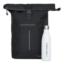 New Rebels Valor New York Zwart 21L Rugtas Rolltop Waterafstotend Laptop 15.6