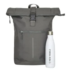New Rebels Valor New York antracietgrijs 21L Rugzak Rolltop Waterafstotend Laptop 15,6 inch