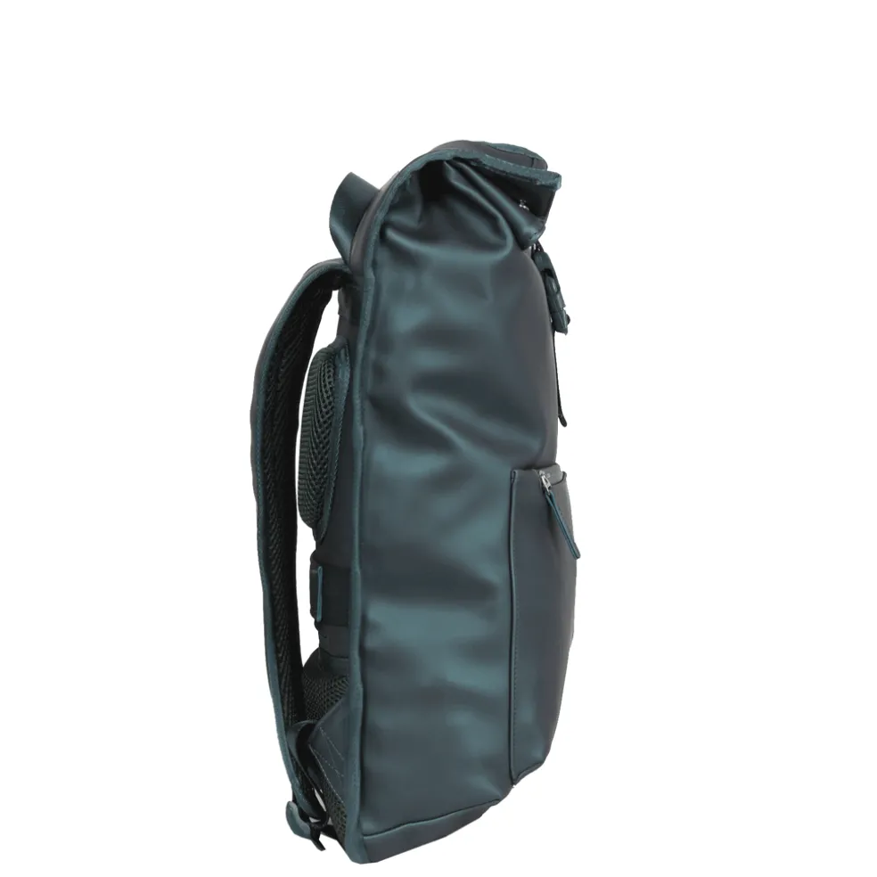 New Rebels William Baltimore Metallic Groen 13L Rolltop Rugzak Waterafstotend Laptop 14"