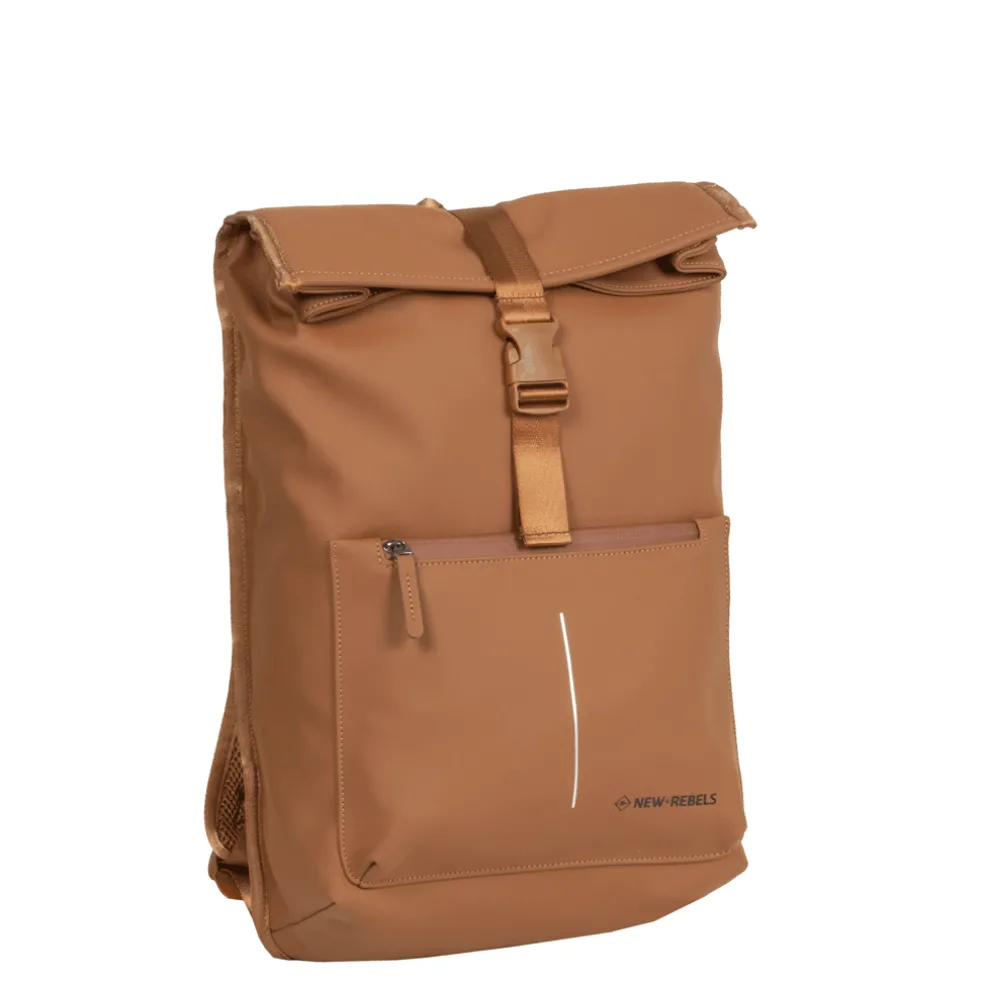 New Rebels William Baltimore Cognac 13L Rolltop Rugzak Waterafstotend Laptop 14"
