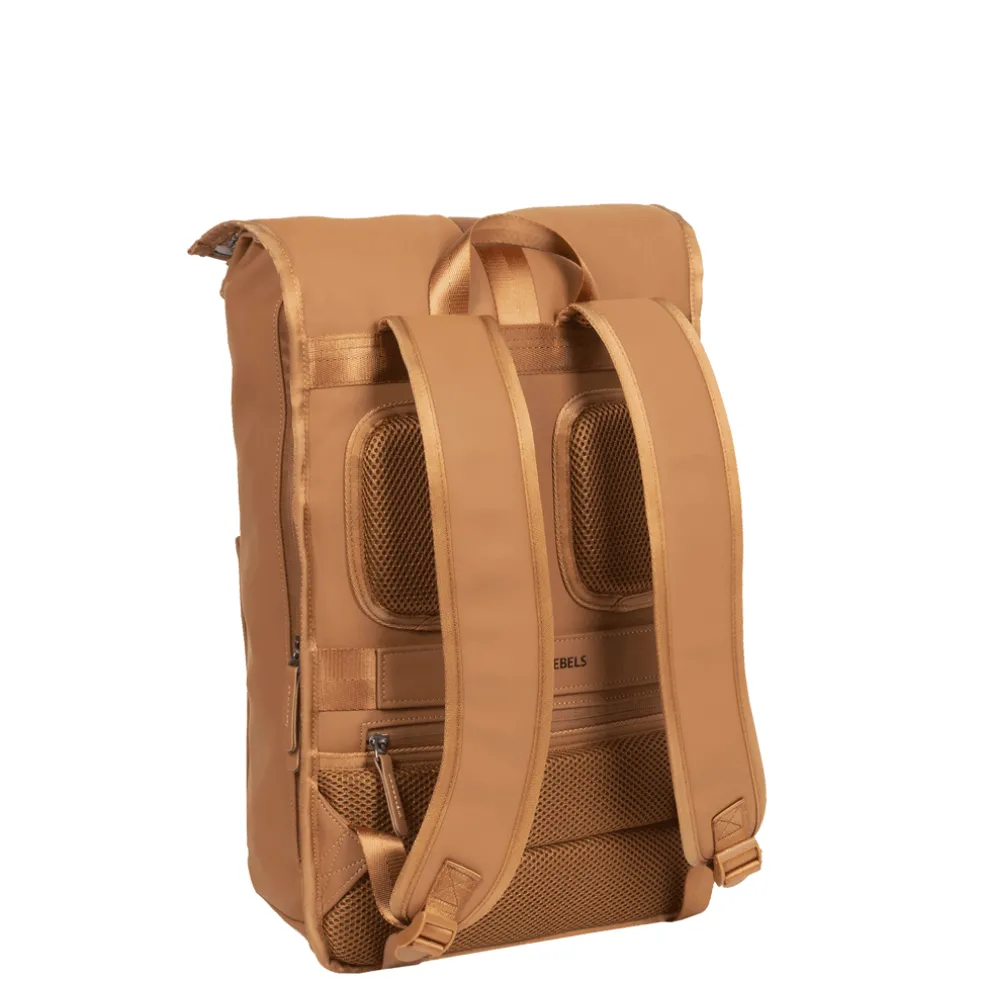 New Rebels William Baltimore Cognac 13L Rolltop Rugzak Waterafstotend Laptop 14"