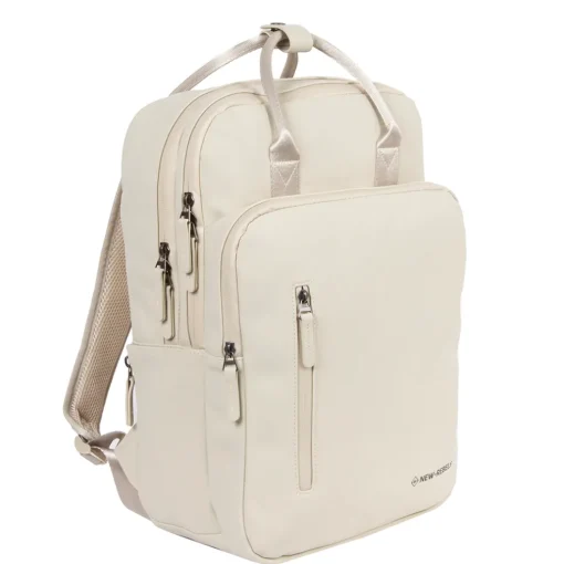 New Rebels William Milwaukee 18 L Laptoprugzak – Waterafstotend PU, Geschikt voor 15,6″ Laptop – Beige