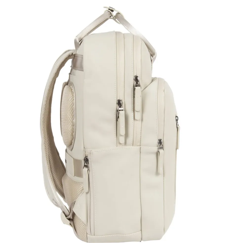 New Rebels William Milwaukee 18 L Laptoprugzak – Waterafstotend PU, Geschikt voor 15,6″ Laptop – Beige
