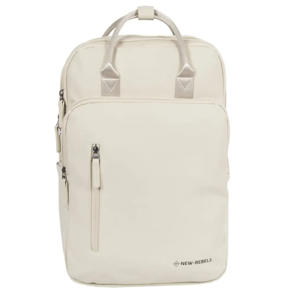 New Rebels William Milwaukee 18 L Laptoprugzak – Waterafstotend PU, Geschikt voor 15,6″ Laptop – Beige