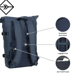 New Rebels William Riverside Navy 19L Rugzak Waterafstotend Laptop 15.6