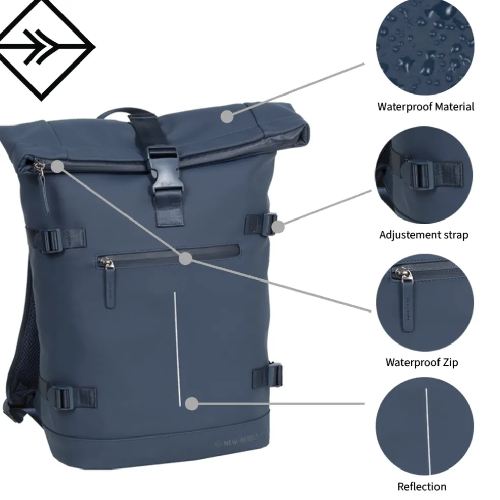 New Rebels William Riverside Cognac 19L Rugzak Waterafstotend Laptop 15.6"