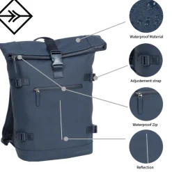 New Rebels William Riverside Zwart 19L Rugzak Waterafstotend Laptop 15.6