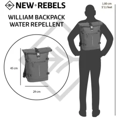 New Rebels William Riverside Antraciet 19L Rugzak Waterafstotend Laptop 15.6
